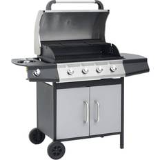 Griglia riscaldante Barbecue a Carbone vidaXL Barbecue Griglia A Gas 4+1 Fornelli Nero E Argento