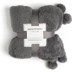 PrettyLittleThing Brentfords Pom Pom Teddy Fleece Blankets Grey