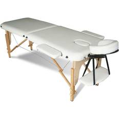 Westwood (Beige) Portable Folding Massage Table Bed Wood 2 sections