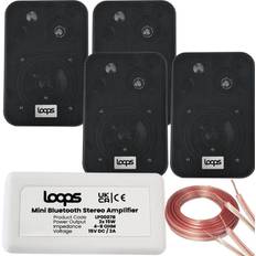 Amplifiers & Receivers Loops Wireless Bluetooth Amplifier & 4x 70W Wall Corner Speakers Kit HiFi Amp System
