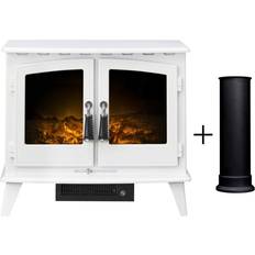 Adam Woodhouse Electric Stove in Pure White with Straight Stove Pipe in Black