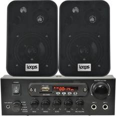 Amplifiers & Receivers Loops 110W Bluetooth Amplifier & 2x Corner Wall Speakers Compact Wireless HiFi TV Kit