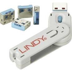 Lindy Blocco Porta USB USB-Lock + Key Kit da 4 Blu Incl. 1 Chiave 40452