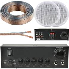 Loops 110W Stereo Amplifier System Kit 2x Waterproof Bathroom Kitchen Ceiling Speakers