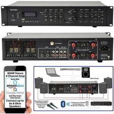 Loops 800W Stereo Bluetooth Amplifier 4x 200W Channel Multi Zone HiFi Matrix Mixer