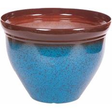 Very You Garden Ceramic Look Mottled Blue Planter