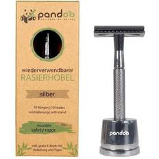 Rasoi Pandoo Rasoio in metallo con supporto e 10 lamette, argento