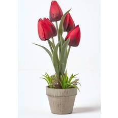 Red Artificial Plants Homescapes Dark Red Artificial Tulips Stone - Red Artificial Plant