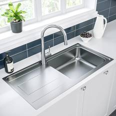 Drainboard Sinks Enza Single Bowl Chrome Stainless Steel Kitchen Sink