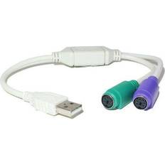 Usb laddstation Loops USB till 2x PS/2 dubbelt tangentbord adapterkabel PS2 6 stift mini Din PC bly