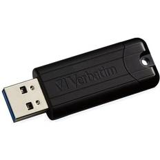 Minnekort & minnepenner Verbatim PinStripe USB-minne, 16 GB, USB 3.2 Gen 1, USB-minne, externt minne för bärbar dator, bärbar dator, ultrabook, TV-bilradio, USB-3, datastick med skjutmekanism, svart