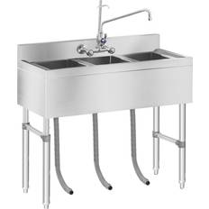 Royal Catering Evier Professionnel 3 Bacs 100 x 50 x 97 cm RCHS-5