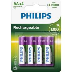 Genopladelige batterier aa Philips Genopladelige AA-batterier, 4 stk