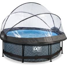 Round Stone Pool with Filter Pump and Dome Ø2.44x0.76m
