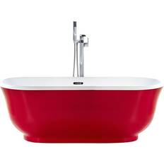 Beliani Vasca Da Bagno Freestanding Rossa Ovale 170 x 77 cm