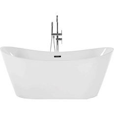 Beliani Modern Bath Tub White Acrylic Oval Overflow System Antigua