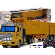 Remote control cars Lean Cars Truck with large remote control trailer 27 MHz 1:48 yellow