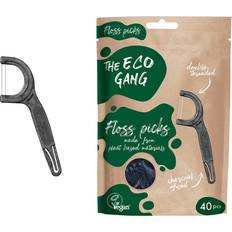 Hilos dentales con palillo Eco Gang CHARCOAL Floss Picks Dobbelstrenget