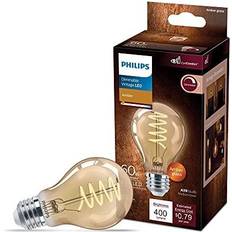 Light Bulbs Philips 60-Watt Equivalent A19 Spiral Filament E26 Base LED Vintage Edison LED Light Bulb 2000K Amber (1-Pack)