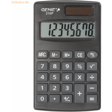 Calculadoras Genie Calculadora de bolsillo de 215 dígitos P8 dígitos, doble potencia (solar y batería) diseño compacto, color gris