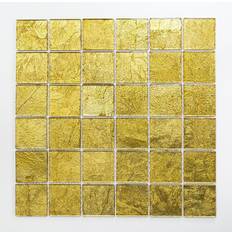 Guld Mosaik HUH Kristallmosaik Square Gold Structure 4Go20 4.8X4.8Cm 30x30cm