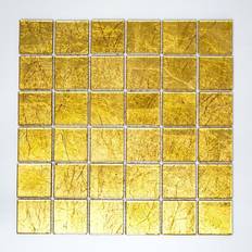 Guld Mosaik HUH Kristallmosaik Square Gold Structure 4.8X4.8Cm 8Mm