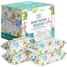 Baby Wipes HAPPY BUM Sensitive Water Baby Diaper Wipes, Hypoallergenic, Unscented, 4 Flip-top packs (320 Wipes Total)