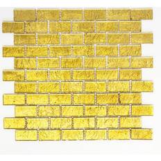 Guld Mosaik HUH Kristallmosaik Brick Gold Structure 4.8X2.3Cm 4Mm 30x30cm