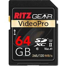 Memory Cards & USB Flash Drives Ritz Gear Extreme Performance Video Pro 64GB 4K 8K Ultra HD SDXC U3 V60 A1 Memory Card (Read 265mb/s 120mb/s Write)