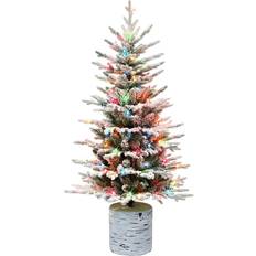 Puleo International Flocked Arctic Fir 70 Lights Christmas Tree 54"