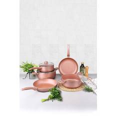 Gold Cookware Sets Cermalon 5 Pc. Rose Set Cookware Set with lid