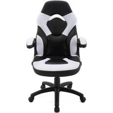 Gaming Chairs Hanover Commando Ergonomic Gaming Chair with Adjustable Gas Lift Seating, Black and White, White/Black