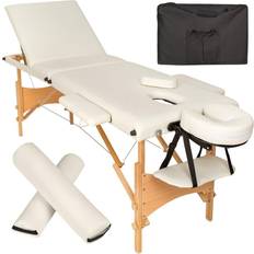 tectake 3 zones massagetafel-set Daniel met vulling, rolkussens en houten frame beige