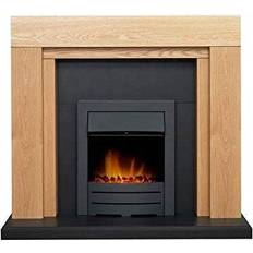 Fireplaces Adam Beaumont Oak & Black Fireplace with Downlights & Colorado Electric Fire in Black, 48 Inch