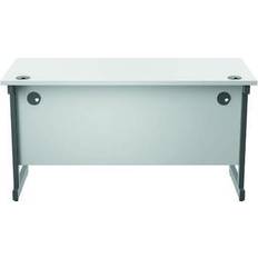 Silver Glass Boards Jemini Single Rectangular Desk 1400x600x730mm WhiteSilver