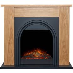 Grey Fireplaces Adam Burlington Electric Fire Suite Oak and Charcoal Grey