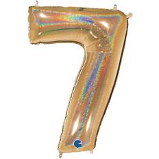 Grabo Ballon Aluminium Chiffre 7 102cm Or Holographique