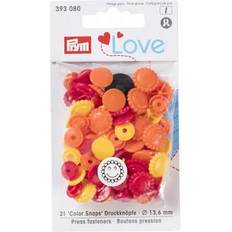 Gula Tryckknappar Prym Lov Color Snaps Tryckknappar Plastblomma 12,4mm Bland. Röd/Orange