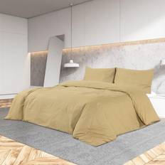 Hemtextil vidaXL Bäddset taupe lätt mikrofiber Påslakan Grå, Brun (200x200cm)
