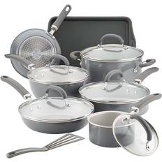 Rachael Ray Create Delicious Gray Shimmer Cookware Set with lid 13 Parts
