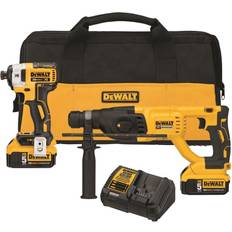 Hammer Drills Dewalt 20V MAX* XR Rotary Hammer Drill and Impact Driver Kit, 1-Inch SDS Plus (DCK233P2)