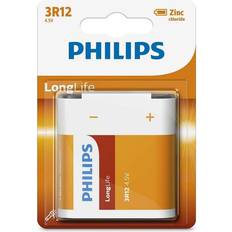 Batteri 3r12 Philips LongLife Batteri 3R12L1B/10, Genopladeligt batteri, 4,5 V, Grøn, Hvid, 100,8 g, 82 mm, 25 mm