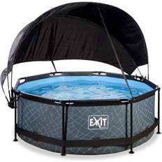 Exit Toys Piscine Exit Toys Piscina con pompa a filtro e vela ombreggiante per bambini Stone 244 x 76 cm Gris