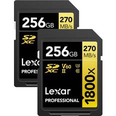 Memory Cards & USB Flash Drives LEXAR GOLD Series Professional 1800x 256GB UHS-II U3 SDXC Memory Card, 2-Pack