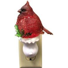 Red Piggy Banks Roman Cardinal with Holly Nightlight Red