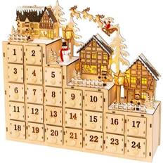 Gerson Gerson The Gerson Company 14.9" Lighted Wood Village Scene Advent Calendar