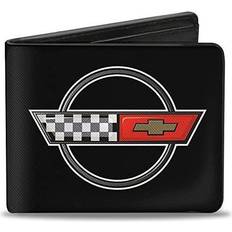 General Motors Wallet Bifold Corvette C4 Checker Bowtie Logo Black Vegan