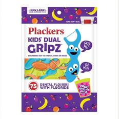Plackers Kids Dual Gripz with Fluoride Grip Me Handle Made without BPA Fruit Swirl