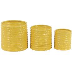 3 inch flower pot Olivia & May Set of 3 Contemporary Porcelain Planters Yellow