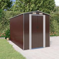 vidaXL Garden Shed Dark Brown Galvanised Steel Brown